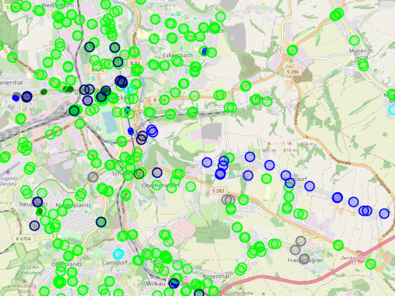 Visualisierung der verschiedenen Mapping-Varianten für Bushalte in OpenStreetMap