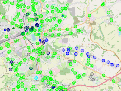 Visualisierung der verschiedenen Mapping-Varianten für Bushalte in OpenStreetMap